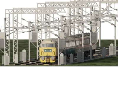 British Rail Class 47  with coaches 3D model