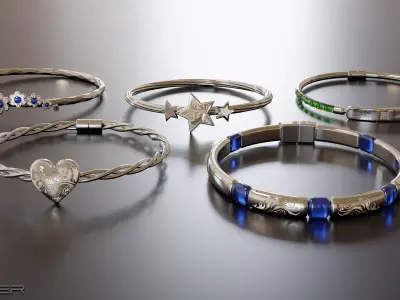Jewellery set - bracelets Low-poly 3D model