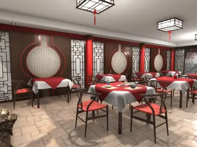 Asian Restaurant Low-poly 3D model