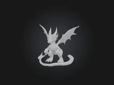 Realistic Forest Dragon Model Low-poly 3D model