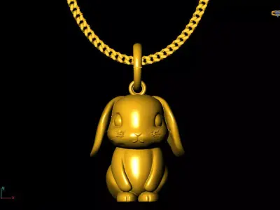 Rabbit pendant charms - one inch pendant 3D print model purchase