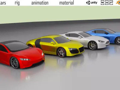 Cartoon sports cars Low-poly 3D model