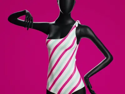 Girls Band Woman swimsuit One-shoulder 3D model