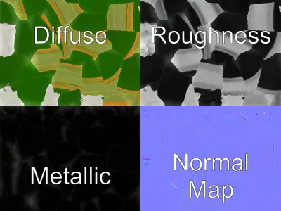 Festive Green Striped Ornament model pack Low-poly 3D model