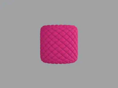 Round tufted ottoman pourple fabric 3D model