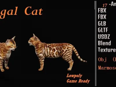 Bengal Cat Low-poly 3D model