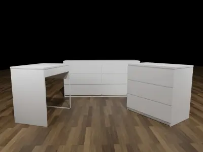 IKEA set one small table and two closets modern minimalism style Free 3D model