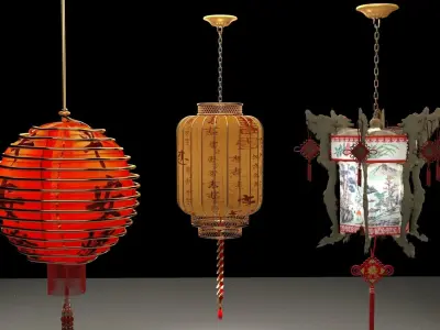 Chinese  red lantern  3D model shop