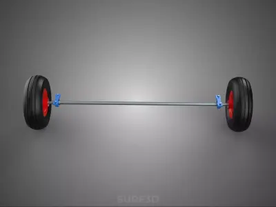 AXLE HUB ROD SHAFT WHEEL TIRE RIM CART TROLLEY BARROW BEARING 10 3D model