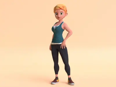 Cartoon Girl Character Model Low-poly 3D model
