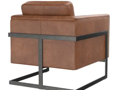 Luxley Club Chair Open Road Brown Leather 3D model