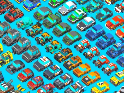 Vehicles Full Pack - Low Poly Cars - 100 Cars Low-poly 3D model