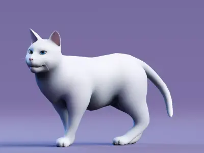 Low poly - Stylized cats - Khao Manee Cat Low-poly 3D model