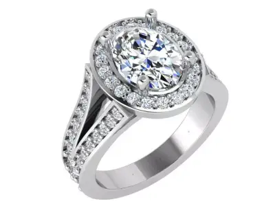 Oval Halo Split Shank Ring 3634 3D print model
