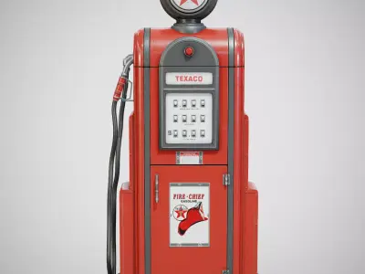 Gas Pump - Texaco 60s Clean Low-poly 3D model