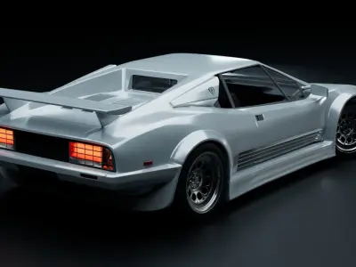 80s 90s generic facelifted supercar  Low-poly 3D model