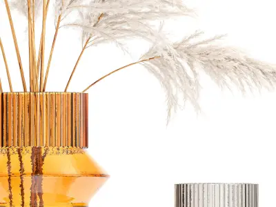 Lush bouquet of dry pampas branches in a vase 317 3D model