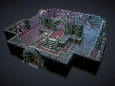 Dungeon Starter Set - Low Poly Hand Painted Low-poly 3D model