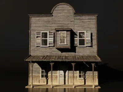 Medieval Building Low-poly 3D model get