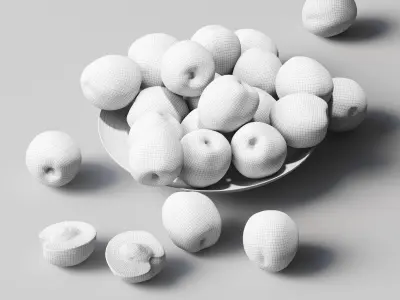 Nectarine in a glass plate Low-poly 3D model