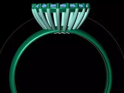 Diamond Cluster Ring 3D Model Chuveirinho Style Jewelry for 3D  3D print model