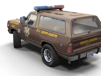 80s sheriff car Low-poly 3D model