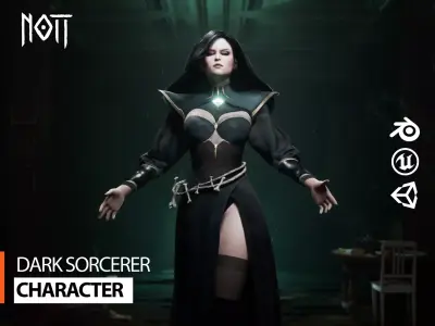 Game Ready 3D Character - Dark Sorcerer Low-poly 3D model