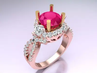 Diamond Ring - Womens Rings - N2396 3D print model