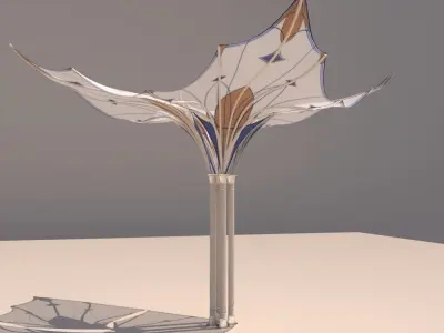 Pavillon shade sails Low-poly 3D model Free 3D model