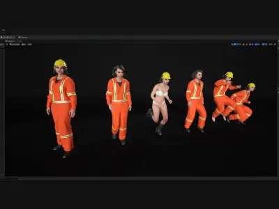 Miner-Worker - Modular - Rigged Low-poly 3D model