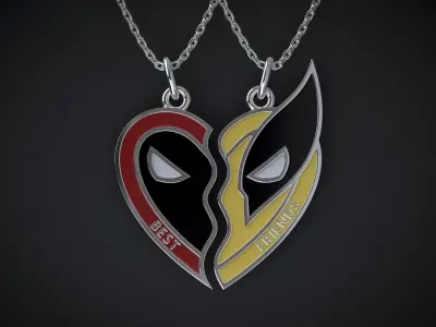 DEADPOOL AND WOLVERINE PENDANT Printable Model Free 3D print model