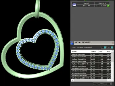 light weight yellow gold  diamond pendent -DOC-P8107 3D print model