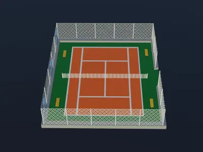 Tennis Court - Argentina Low-poly 3D model