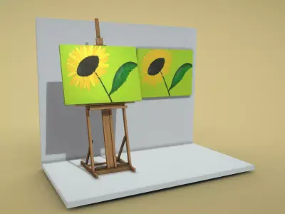 Yellow Flower - Oil Painting Low-poly 3D model