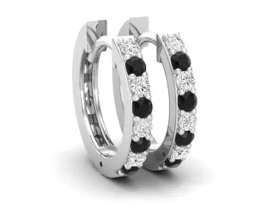 AV 595 Round Diamond Ladies Hoop Earrings 3D print model