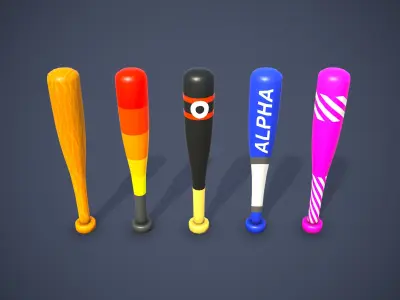 Sport Bats Swing Set - Lowpoly Sport Pack Low-poly 3D model