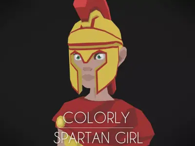 Colorly - Spartan Girl - Game Ready - Rigged - Customizable Low-poly 3D model