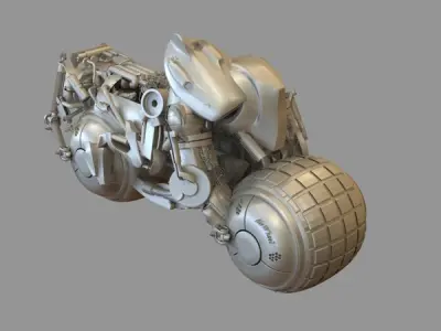 Robot Collection silver motorcycle with engine 3D model