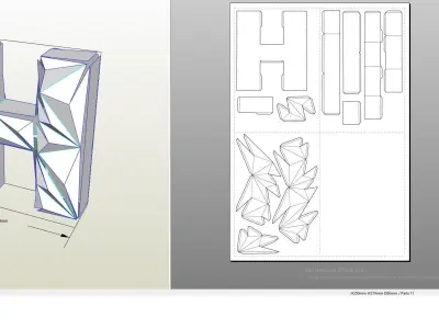 Lowpoly letter H 3D print model