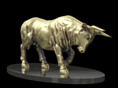 Bull sculpture cgi and 3d print model Low-poly 3D model