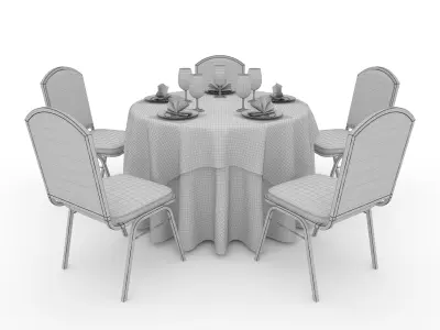 Banquet Table and Chair 09 3D model