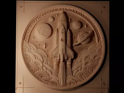 Rocket CNC 3d Print High Relief Sand Casting 3D print model