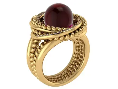 pearl round rope ring  3D print model