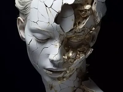 Cracked Marble Woman Gold Repair Art Sculpture 3D Model Low-poly 3D model