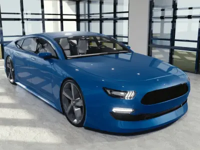 BLENDER EEVEE Brandless Mid Size 4 door coupe Low-poly 3D model