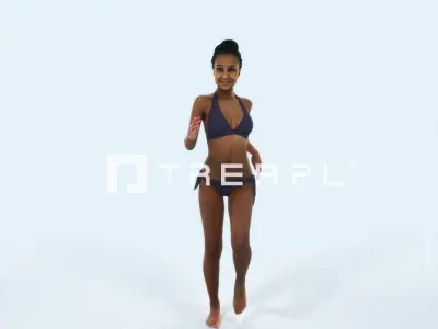 May 05J Running Jogging Beach Sport African American Woman Low-poly 3D model