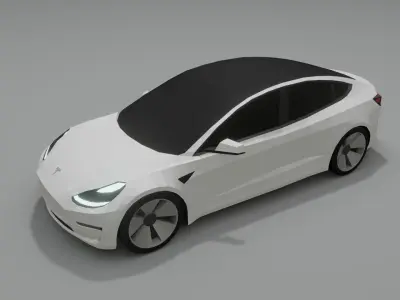 Tesla Model 3 low poly 3D model Low-poly 3D model