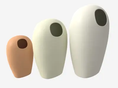 Decorative Ceramic Face-vases Set 3D model