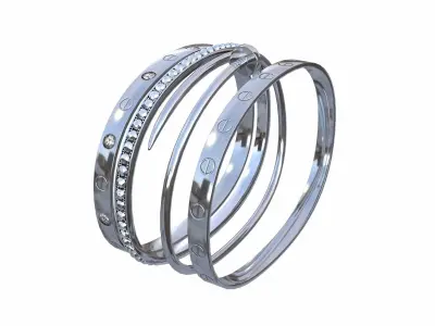 Bracelets Jewelry Fashion Set 1 Low-poly 3D model