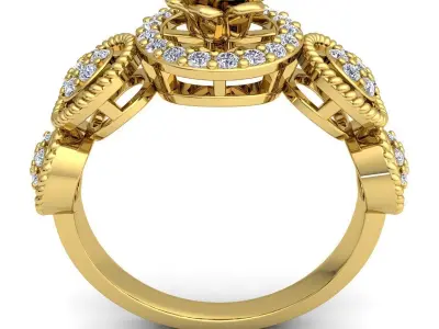 Luxury Rose Woman Diamond Ring  3D print model